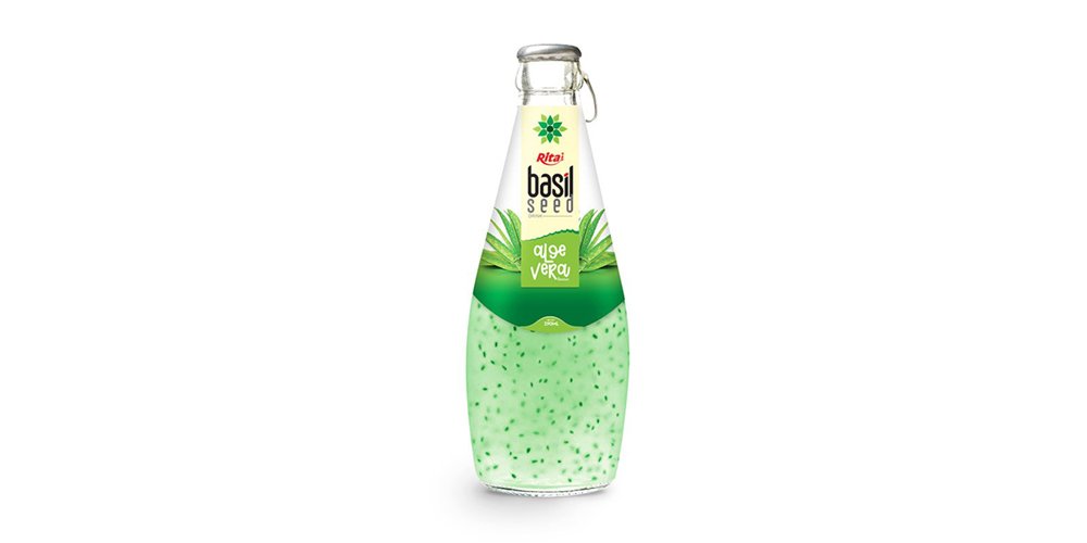 Supplier Basil Seed Drink With Aloe Vera 290ml Glass Bottle